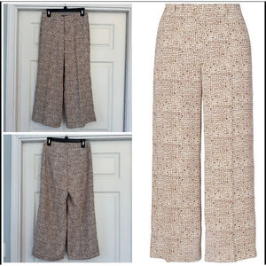 Women's Banana Republic Blake Wide Leg Crop Dress Pants Size 0 Brown White